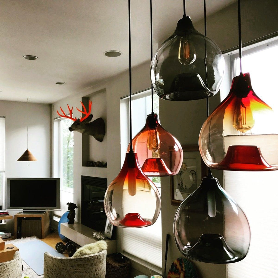 Hand-blown Waterdrop Pendant glass lighting in situ