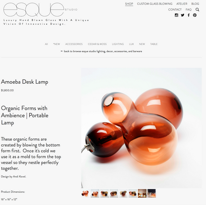 Amoeba Blown Glass Desk Lamp